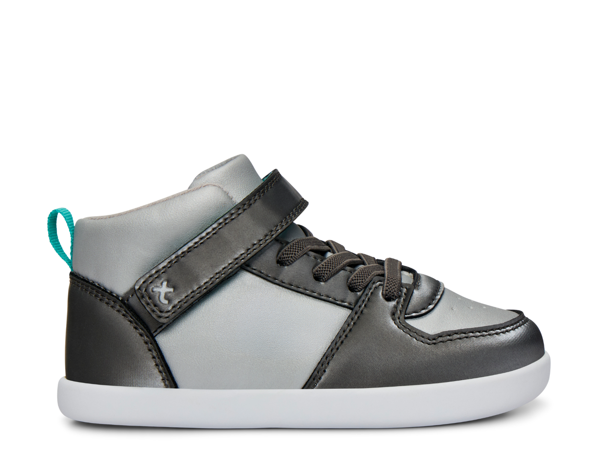 Varsity – Höga barnsneakers i silver