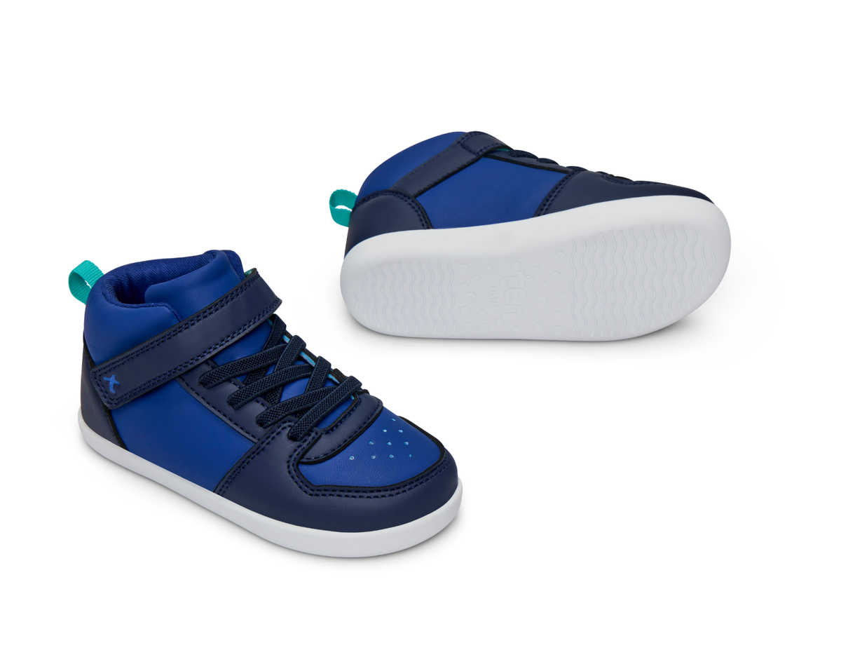 Varsity – Höga barnsneakers i blått